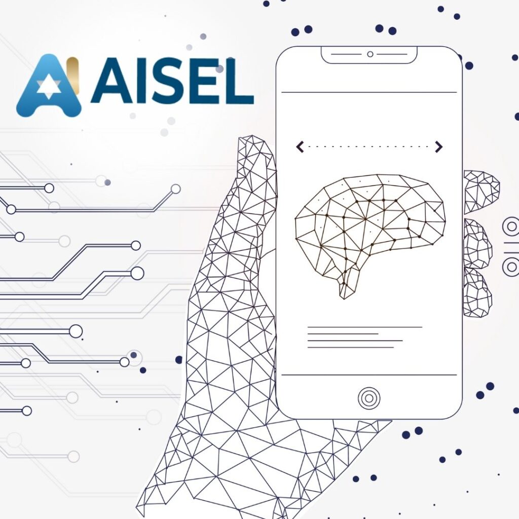 スマートフォンを持った左手と、AISELのロゴが入った株式会社アイセルのイメージ画像